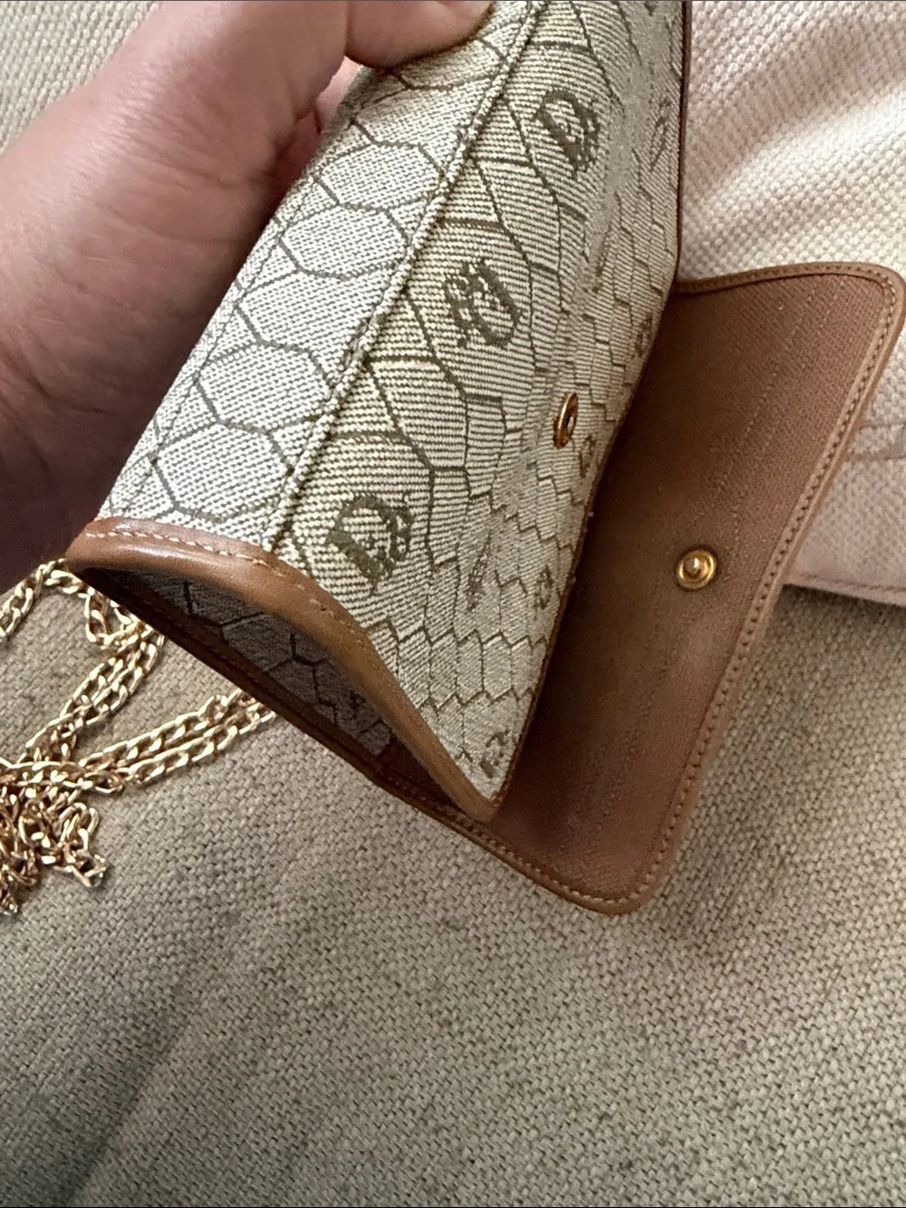 Vintage Christian Dior honeycomb coated canvas